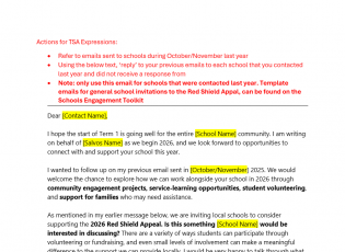 *Follow Up Only* Schools that have been invited to participate in RSA 2026